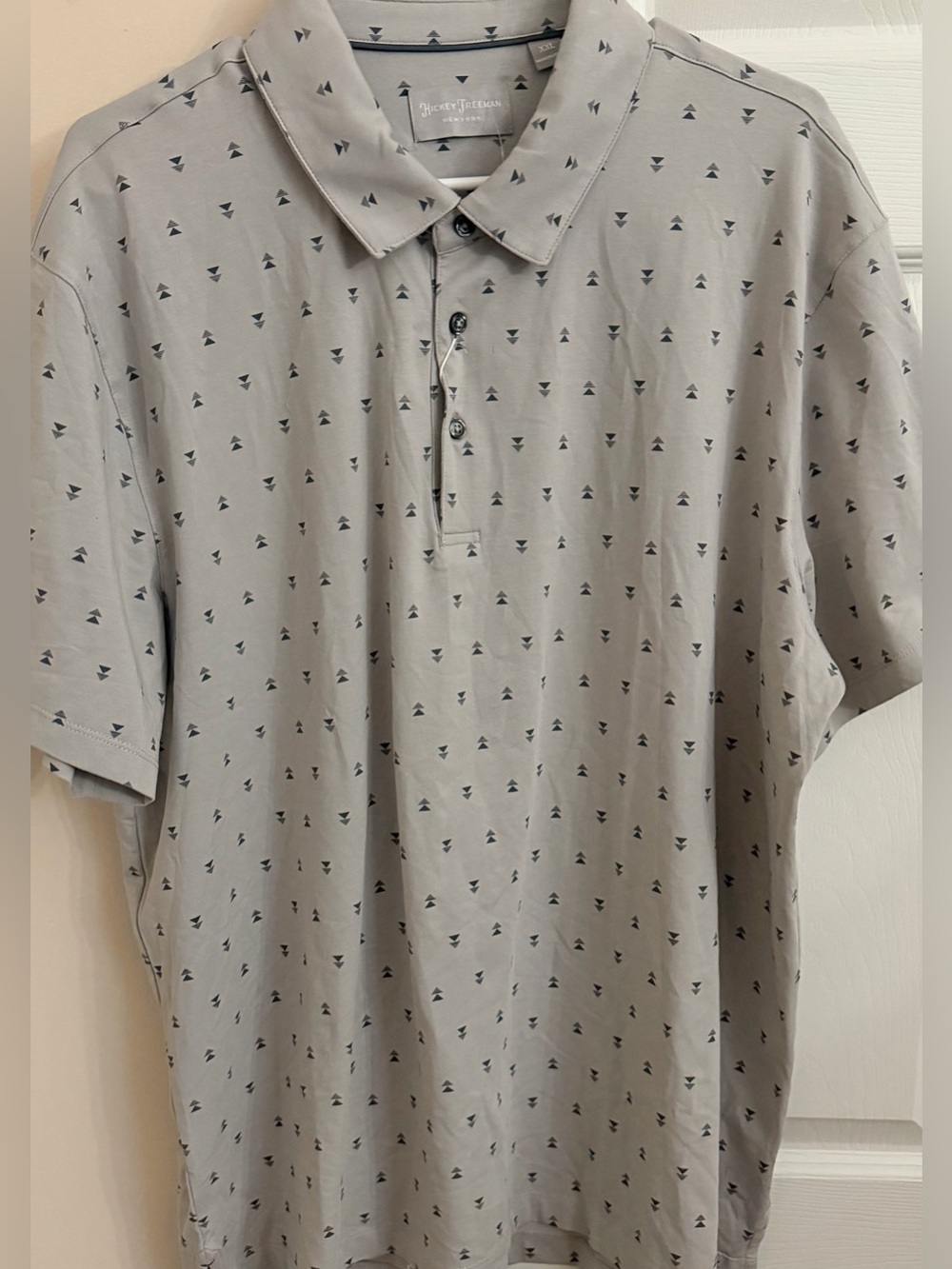 NWT Hickey‎ Freeman Grey w/ Arrow Print Men’s 2XL Short Sleeve Polo Shirt